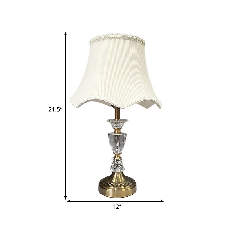 Modern Scalloped Table Lamp Faceted Crystal 1 Head Living Room Nightstand Light in Gold