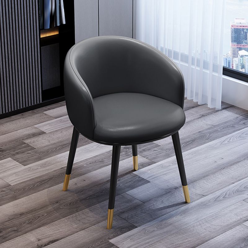 Contemporary Dining Arm Chair Leather Dining Chair with Black Legs