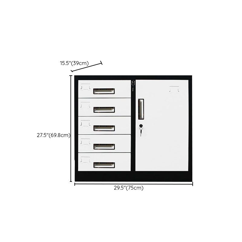 Contemporary File Cabinet Metal Frame Fire-Resistant Key Lock Lateral File Cabinet Office