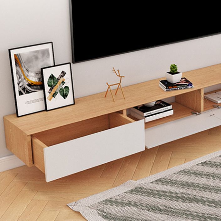 Faux Wood TV Console Contemporary Wall-mounted Media Console