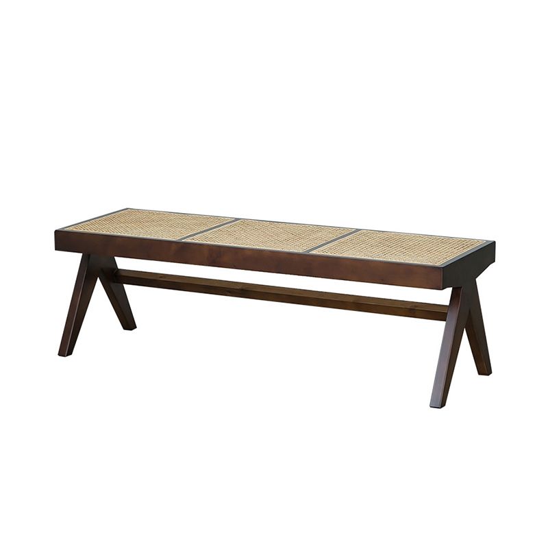 14.82-inch Width Tropical Bench Solid Wood Rectangle Bedroom Seating Bench