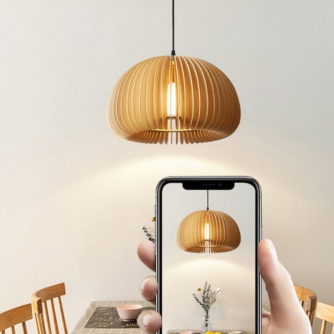 Géométrique Hanging Light Modern Style Bois 1 Lumière Flush Sanging Lighttures