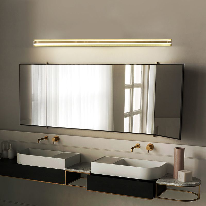 Estilo moderno de forma lineal iluminación de pared metal 1 apliques de luz para baño