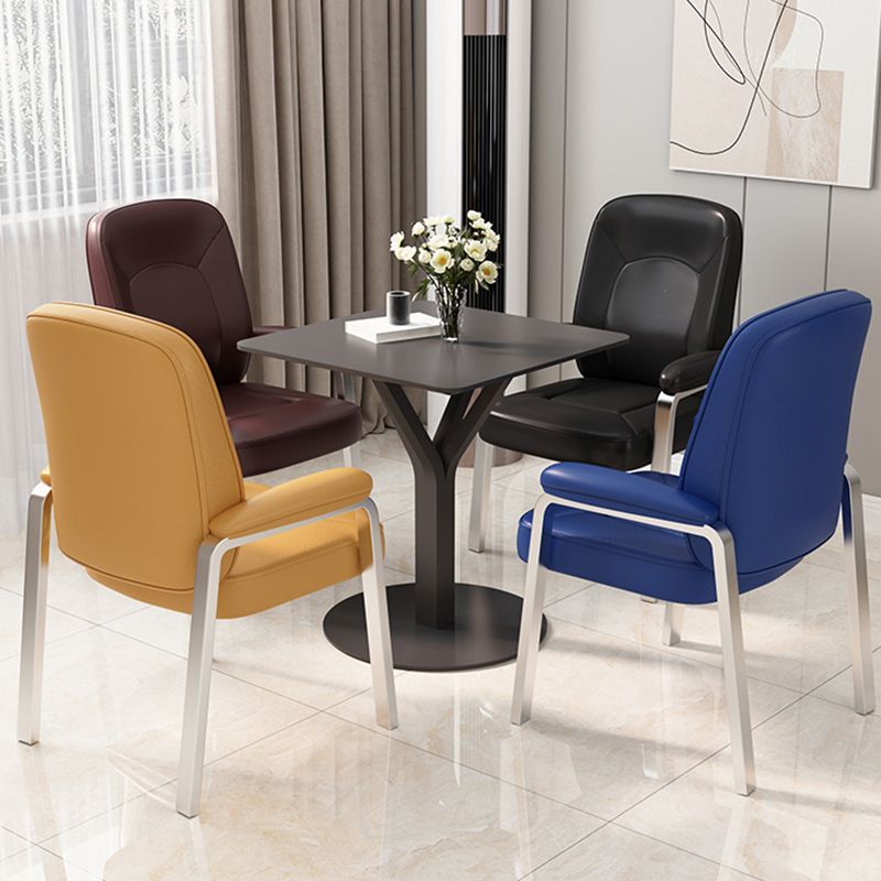 Modern Office Chair No Wheels Leather Desk Chair for Meeting Room