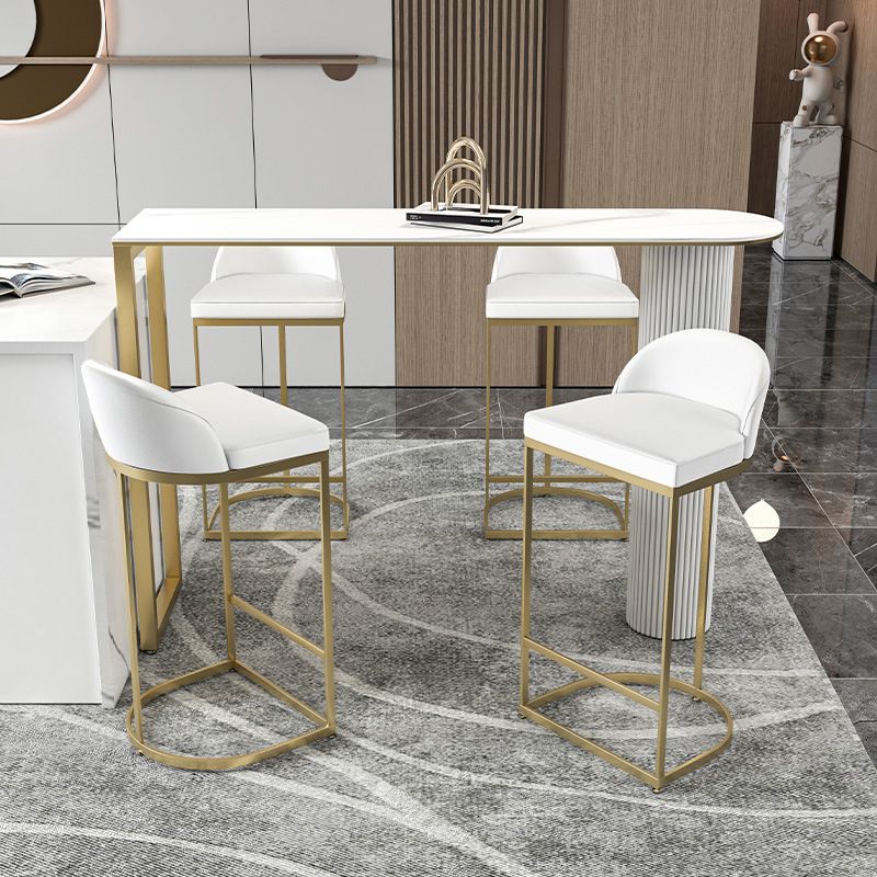 Glam Marble Pub Table with Specialty Table Top Double Pedestal Table - 42" H