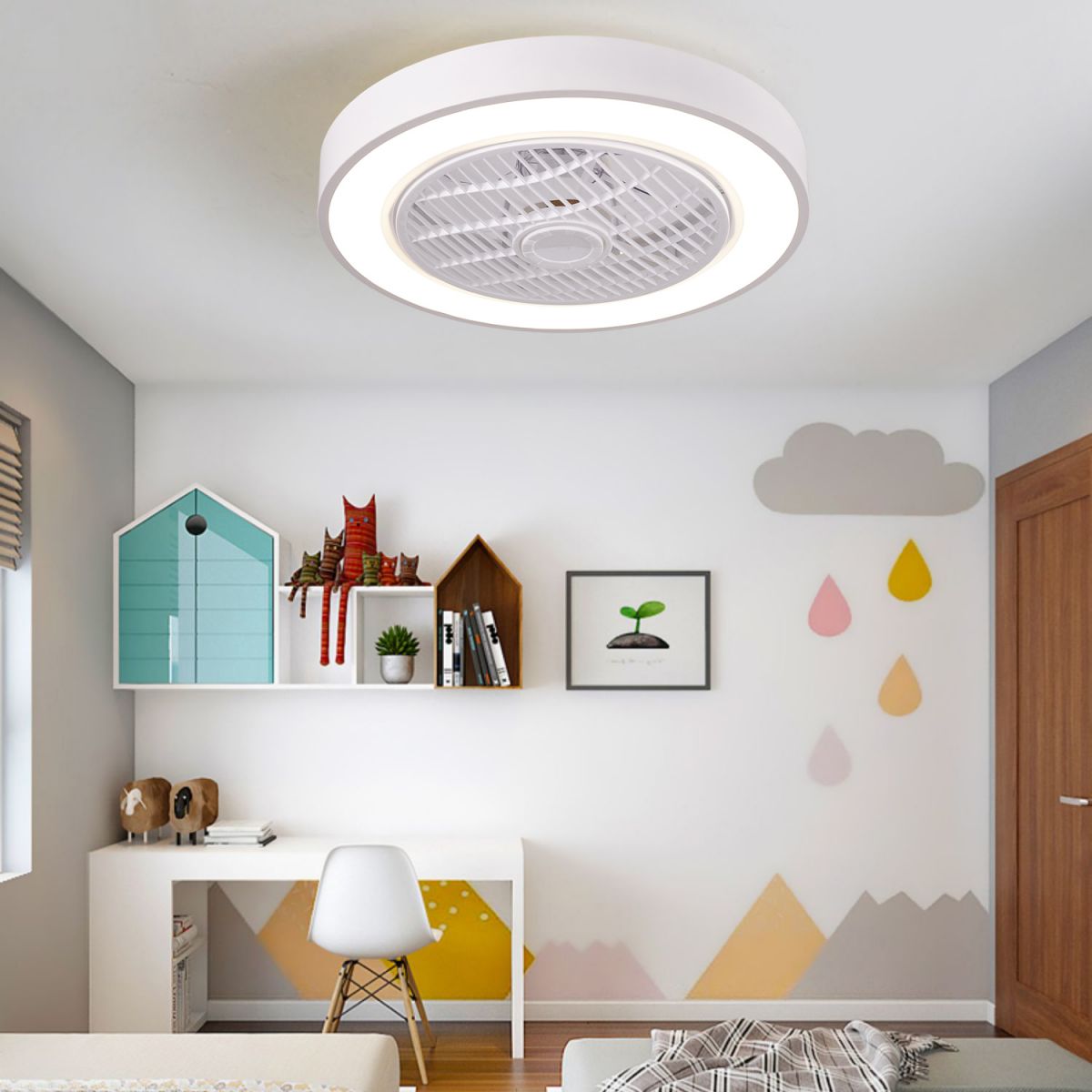 Moderno minimalista a led macaron ventola leggera luce circolare a soffitto circolare con ombra acrilica