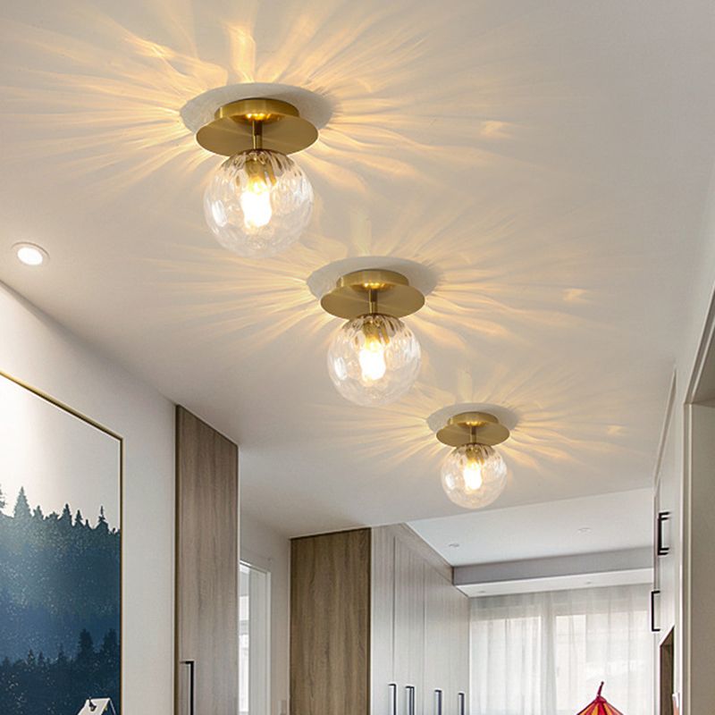 Bubble Semi Flush Mount Lighting Ultra-Contemporary Clear Prismatic Glass Ceiling Flush Mount Lights for Hallway