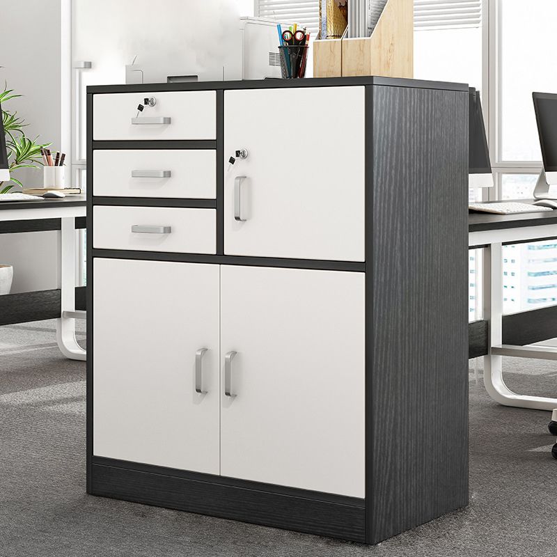 Nordic Style Filing Cabinet Color Block Drawers Wood File Cabinet for Home Office