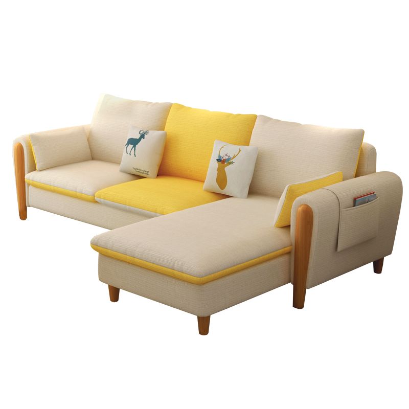 Linen Blend Removable Cushions Square Arm Sectional with Storage and Chaise