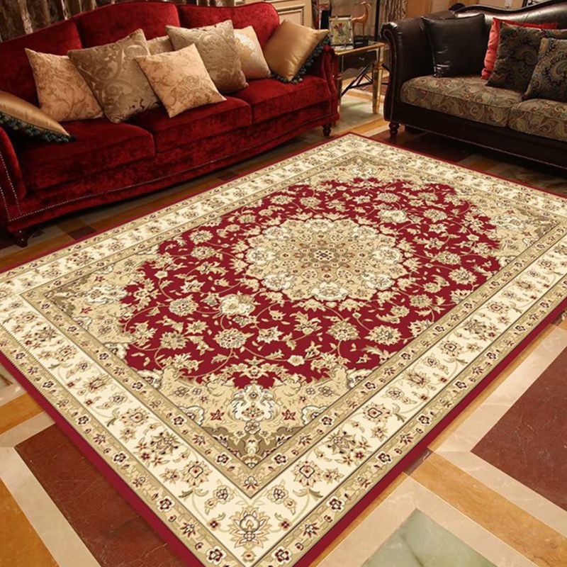 Multi Colored Floral Printed Rug Polyster Shabby Chic Area Rug Non-Slip Backing Washable Indoor Rug for Decoration