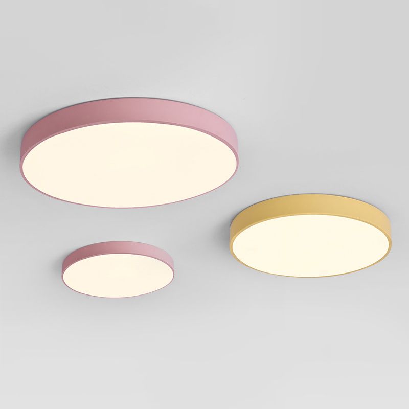 Nordic Style LED Flush Mount Ceiling Fixture Circular Ceiling Mounted Light with Acrylic Shade