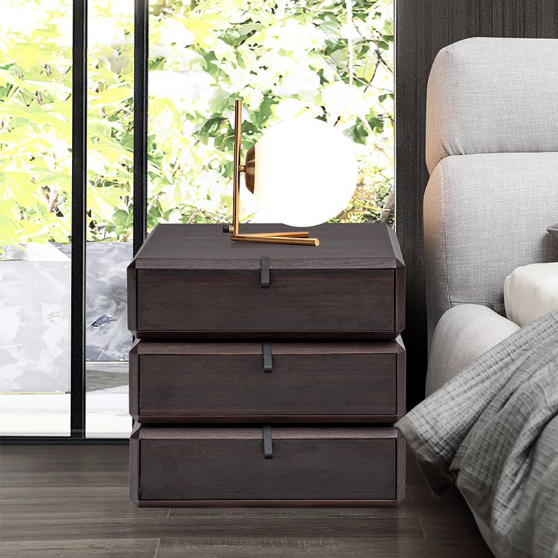 Wooden Bed Nightstand Contemporary Bedside Cabinet with 3 Drawers