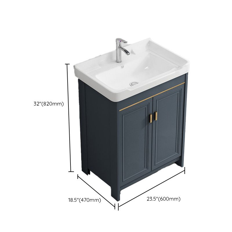 Modern Vanity Set Blue Drawer Ceramic Sink Faucet Vanity with Mirror