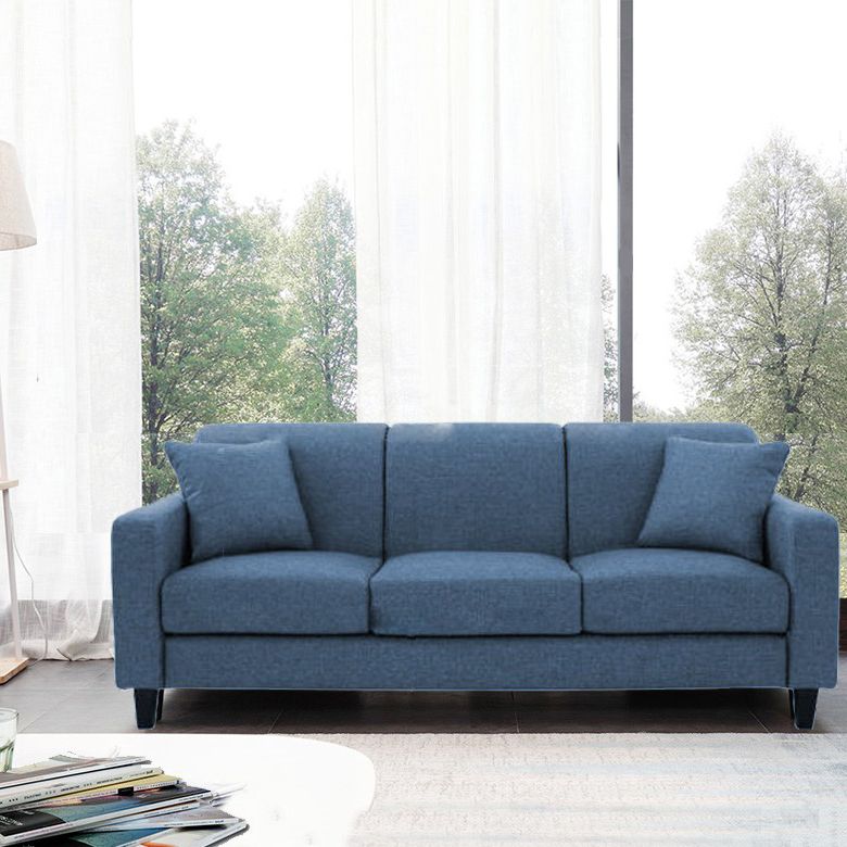 Linen Contemporary Square Arm Standard Sofa Washable Sofa for Living Room