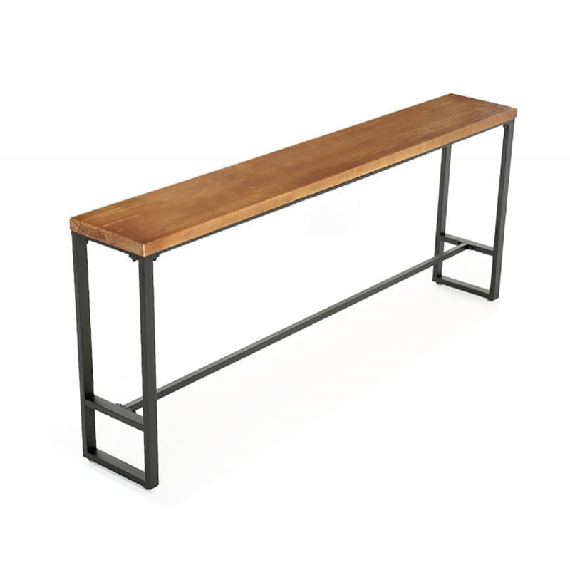 Solid Wood Bar Table Brown Industrial Bar Dining Table with Trestle Base