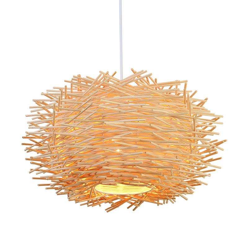 Asia Style Bird Nest Light Aymating Wood Dinning Room Pendant Lighting Ayémorrat