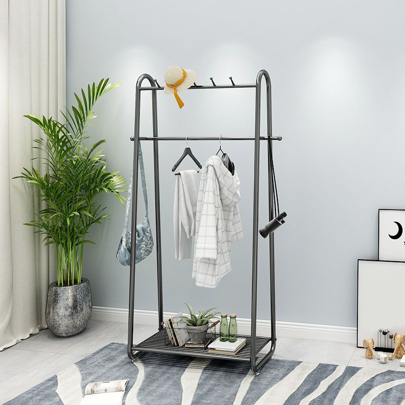 Entry Hall Tree Coat Rack Hooks and Storage Shelf Modern Metal Hall Stand