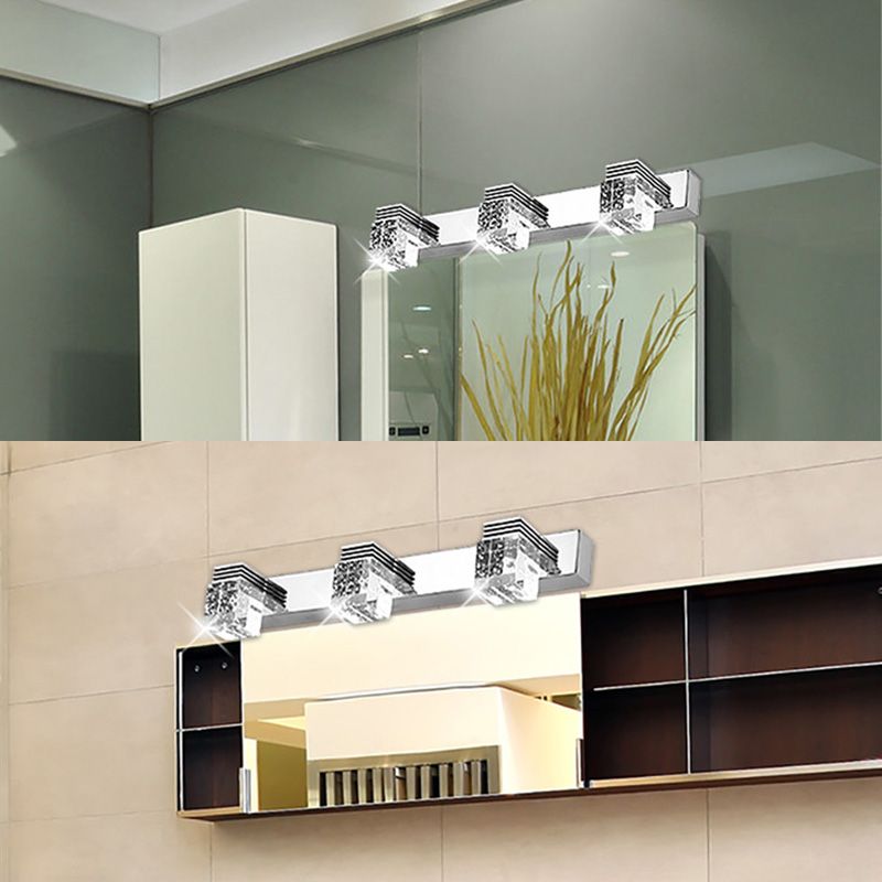 Square Crystal Wall Mounted Vanity Lights Modern Vanity Lighting Fixtures for Bathroom