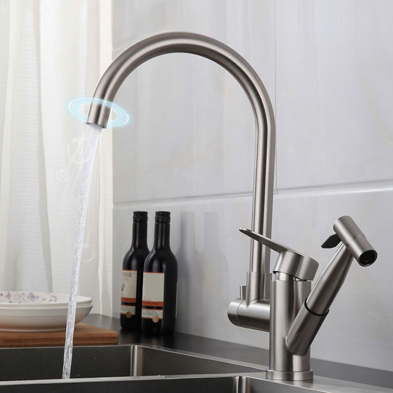 Contemporary Pull Down Kitchen Faucet 2- Handle 2-Function Faucet with Pull Out Sprayer