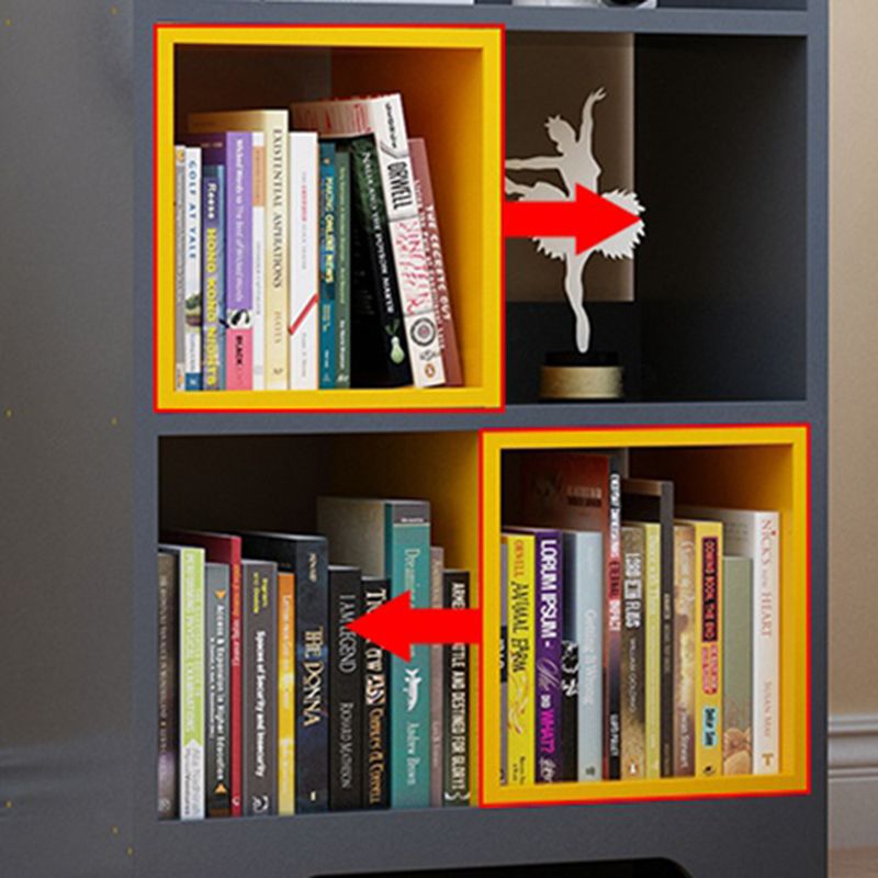 Contemporary Closed Back Book Shelf Manufactured Wood Cubby Storage Bookcase