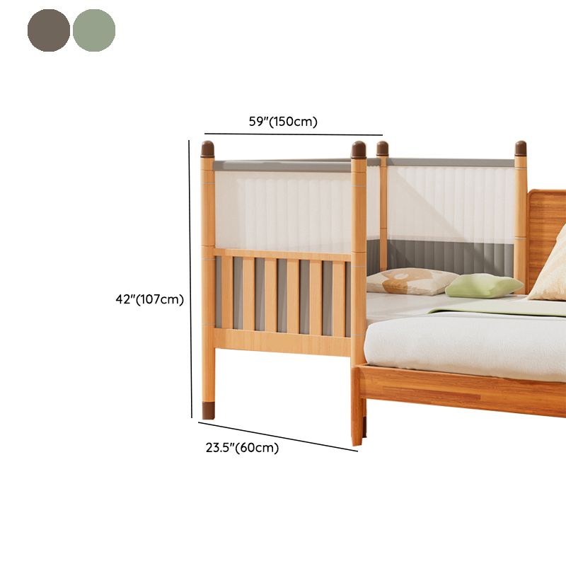 Scandinavian Brown Nursery Crib Wooden Nursery Bed with Guardrail