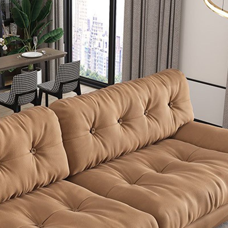 34.65" H Genuine Leather Armless Sofa with Tufted Back Down Fill Cushions Sofa