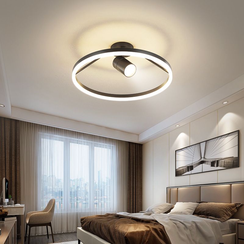 1 Spotlight LED Flush Ceiling Lights Wrought Iron Circle Flush Mount for Bedroom