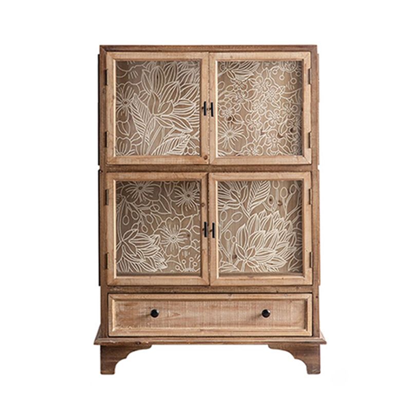 Modern Wood Curio Cabinet Glass Doors Storage Cabinet with Doors for Dining Room