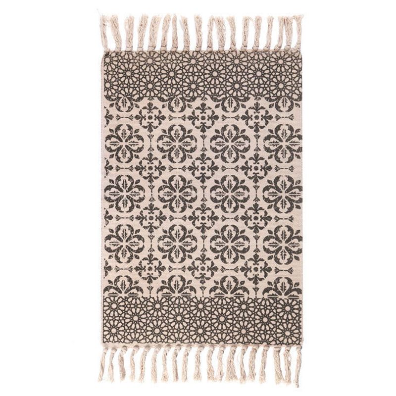 Multi-Color Southwestern Rug Cotton Geometric Printed Area Carpet Easy Care Pet Friendly Indoor Rug for Bedroom