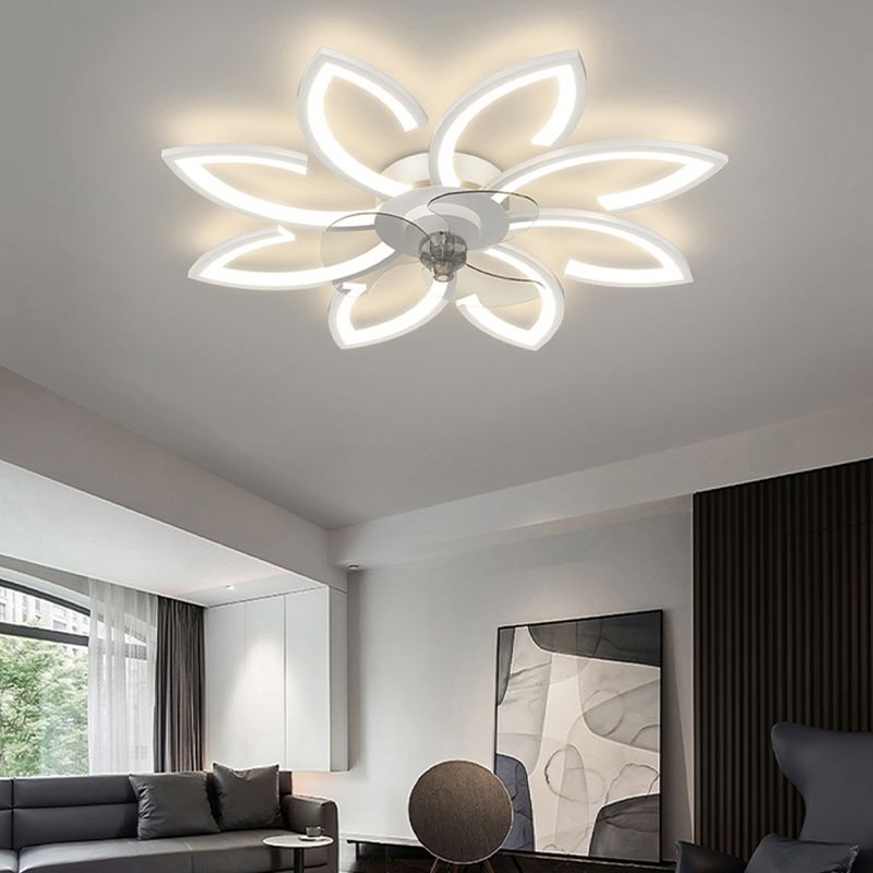 Fleurée de fleurs ventilateur de plafond en métal Style moderne 6 lumières Fan Plafond Lampe