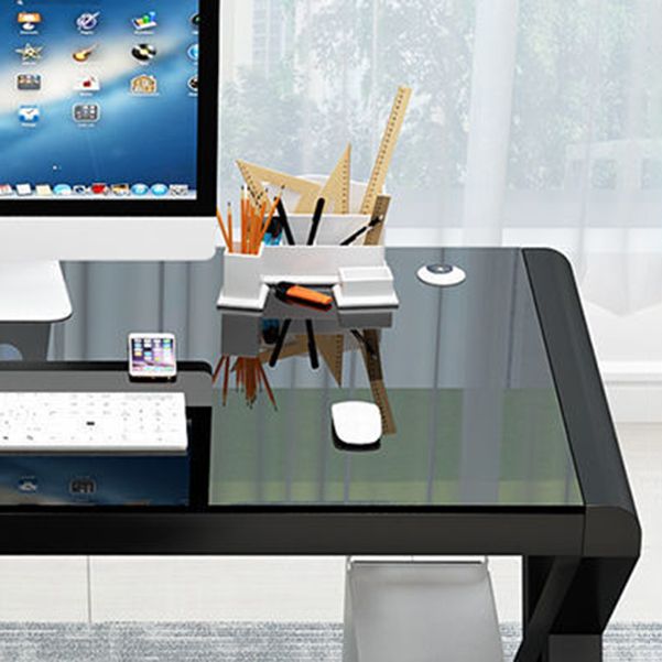 Contemporary 29.53-inch Tall Gaming Desk Glass Top Computer Desk