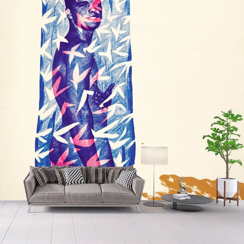 Custom Illustration Artistry Murals with Cleanliness is Next to Godliness Painting Painting, Blue-Purple-Yellow