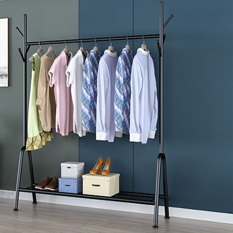 Modern Coat Hanger Shelves and Hooks Metal Framed Entry Hall Tree