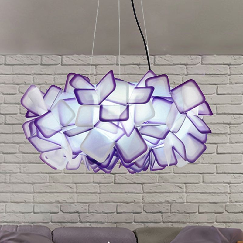 Brun / bleu / violet Blossom Drop Pendant Contemporary 21 "/27.5" De plus de plafond en acrylique 1 "de large pour le salon