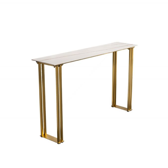 Glam Marble Counter Table with Rectangle Table Top Sled Table - 41.3" H