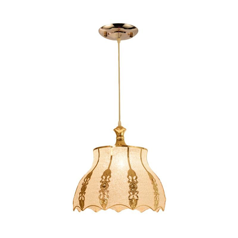 Plastic Gold Pendant Lighting Fixture Triangle/Flower/Wide Flare 1 Light Traditional Hanging Ceiling Light