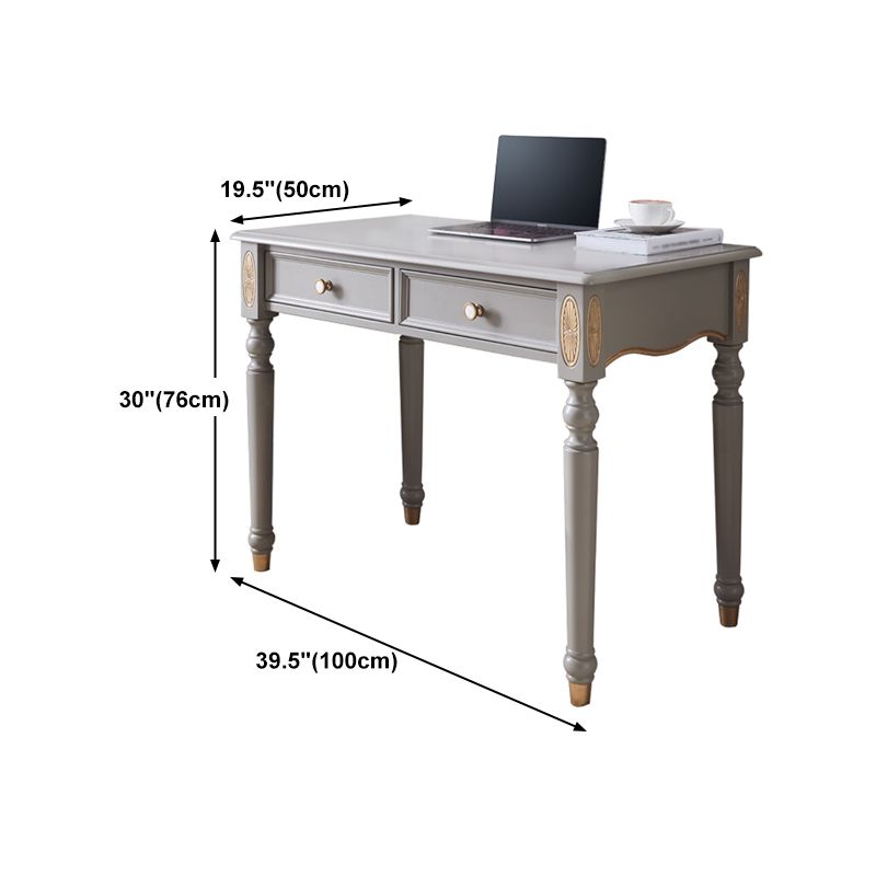 Glam Writing Desk Rectangular Parsons Base Office Desk with Drawers