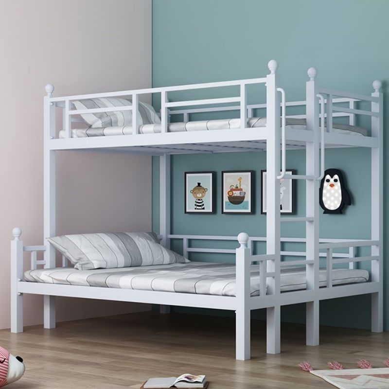 High Loft Bed with Staircase Modern Metal Bunk Bed in Black/White