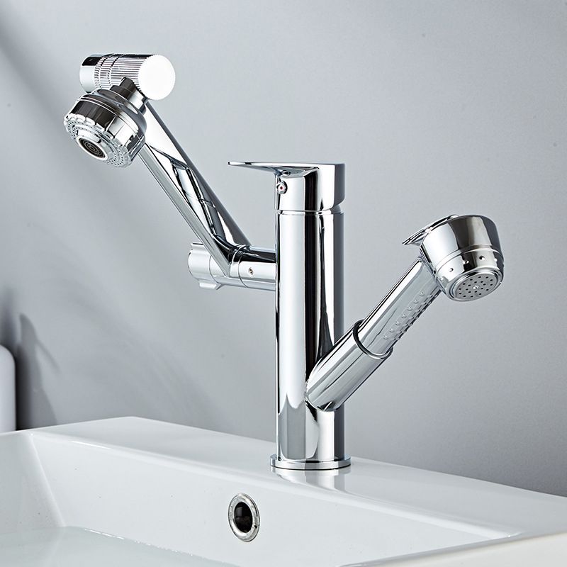 Glam Vessel Faucet Brass Lever Handles Swivel Spout Basin Lavatory Faucet