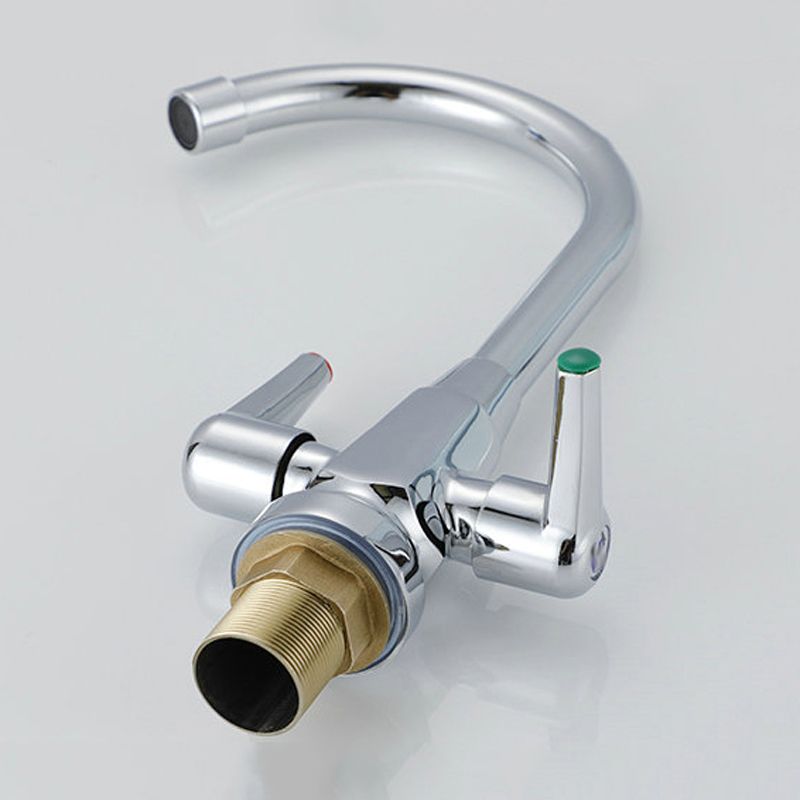 Modern Kitchen Faucet Brass High Arch with Handles and Supply Lines Bridge Faucet