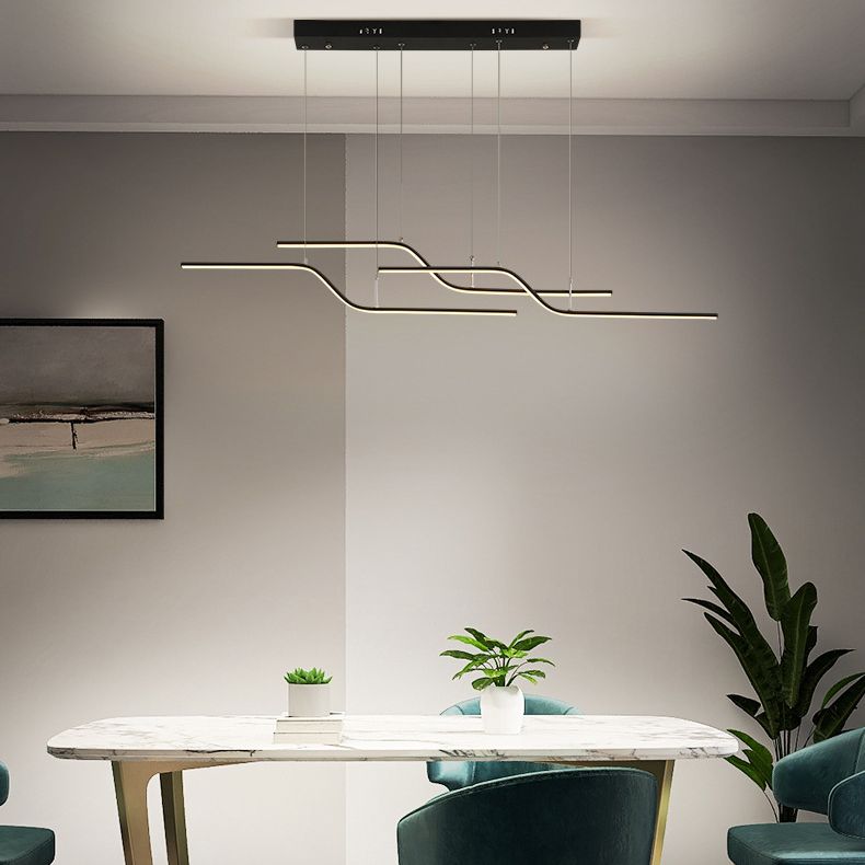 Lampe suspendue métallique à lustre linéaire ultra-moderne avec cordon suspendu pour restaurant