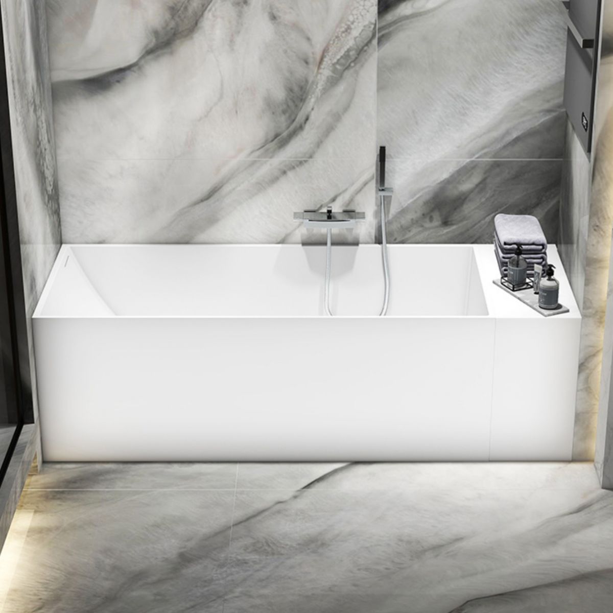 Flat Bottom Rectangular Bathtub Antique Finish Modern Bath Tub