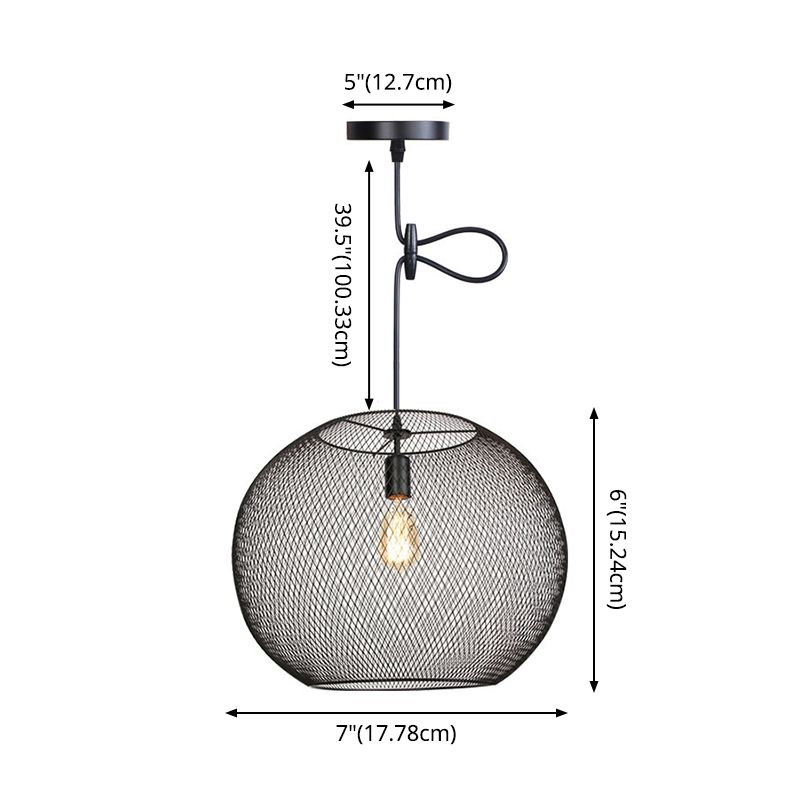 1 Light Wire Mesh Light Pendant Nordic Industrial Style Metal Hanging Lights for Bar