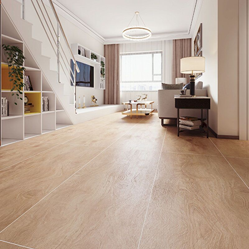 Non-slip Floor Tile Wood Texture Design Rectangle Straight Edge Floor Tile for Living Room