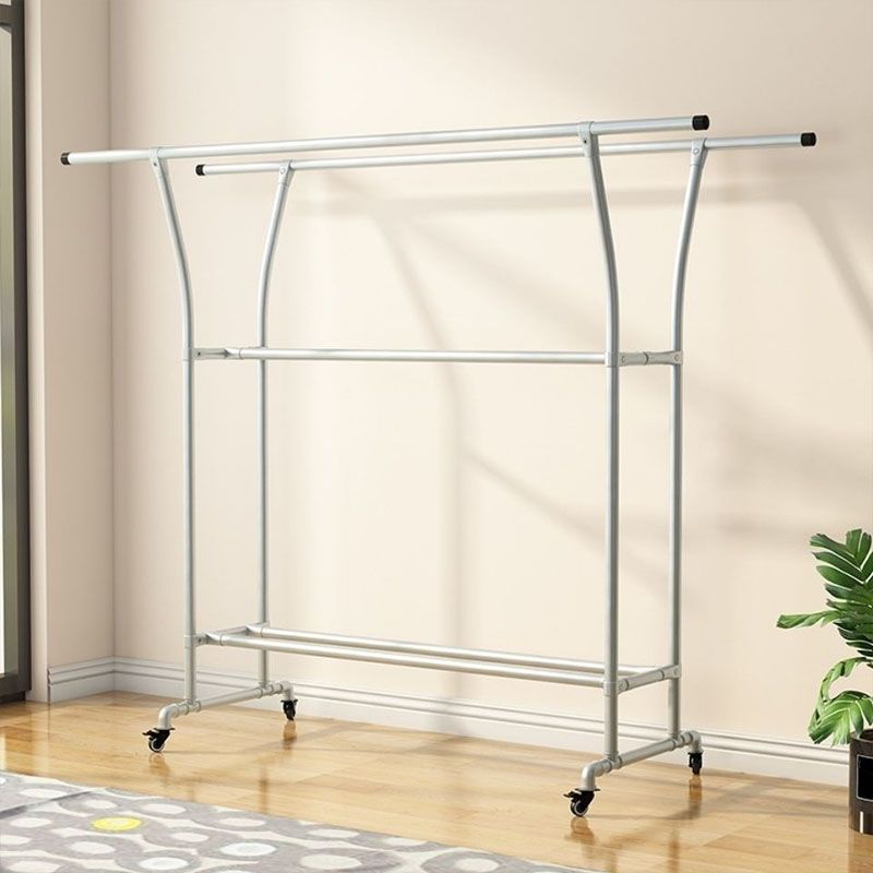 Modern Hall Stand Metal Framed with 3 Hanging Rails and Storage Shelving Entryway Kit