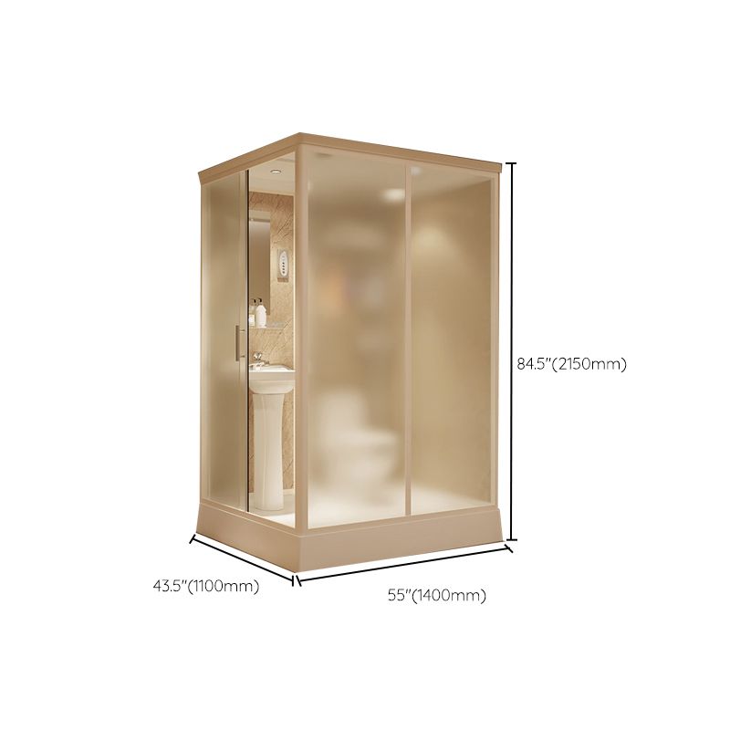 Contemporary Shower Stall Frosted Rectangle Framed Shower Stall with Ceiling