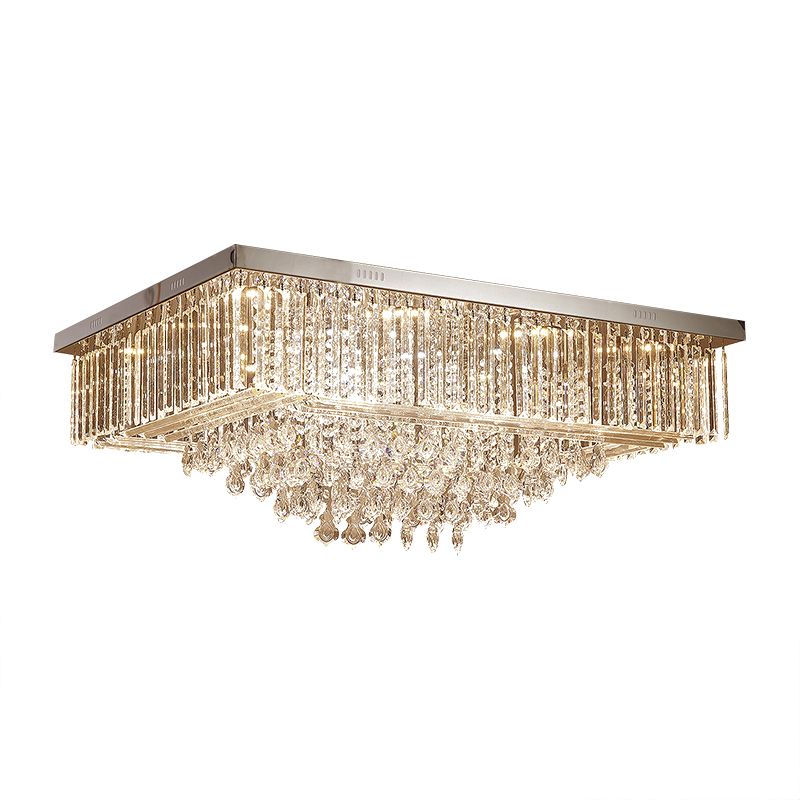 Crystal Clear Flush Mount Lamp Rectangle Tapered Contemporary LED Ceiling Mounted Light