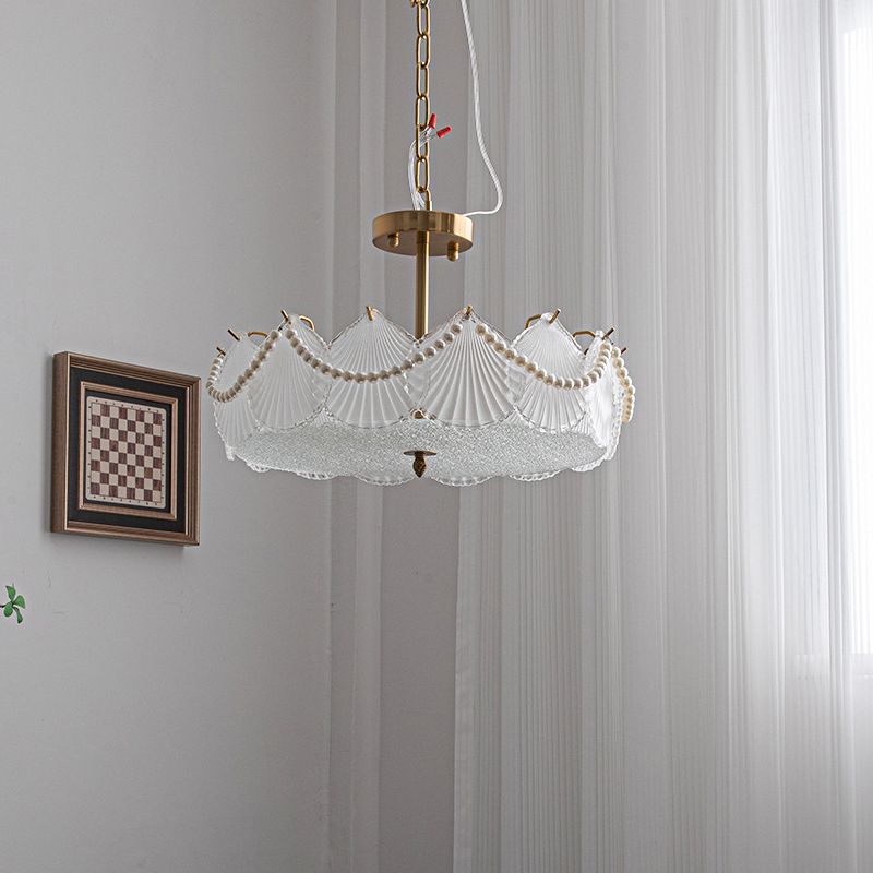 Nordic Ceiling Light Household Shell-shaped Glass Shade Flush Mount Light Fixture