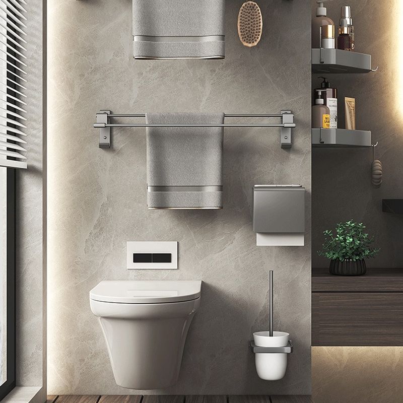 Modern Gray Aluminum Bath Hardware Set Bathroom Accessory Kit