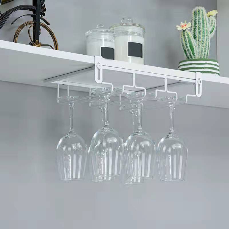 Contemporary Hanging Wine Glass Rack Stemware Holder for Kitchen